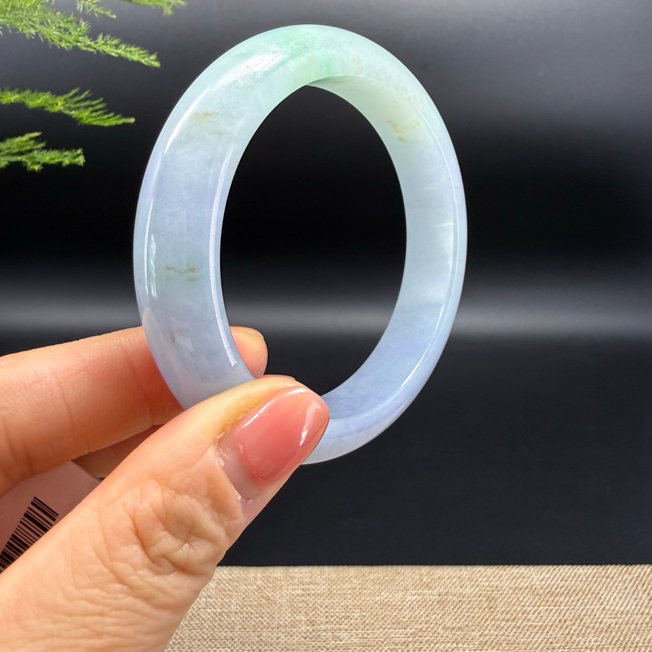 Genuine Burmese Lavender Green Jadeite Jade Bangle Bracelet (57.5mm)