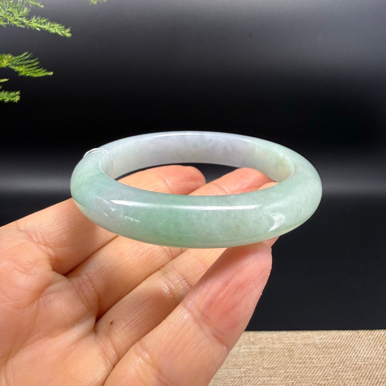 Genuine Burmese Lavender Green Jadeite Jade Bangle Bracelet (54.5mm)