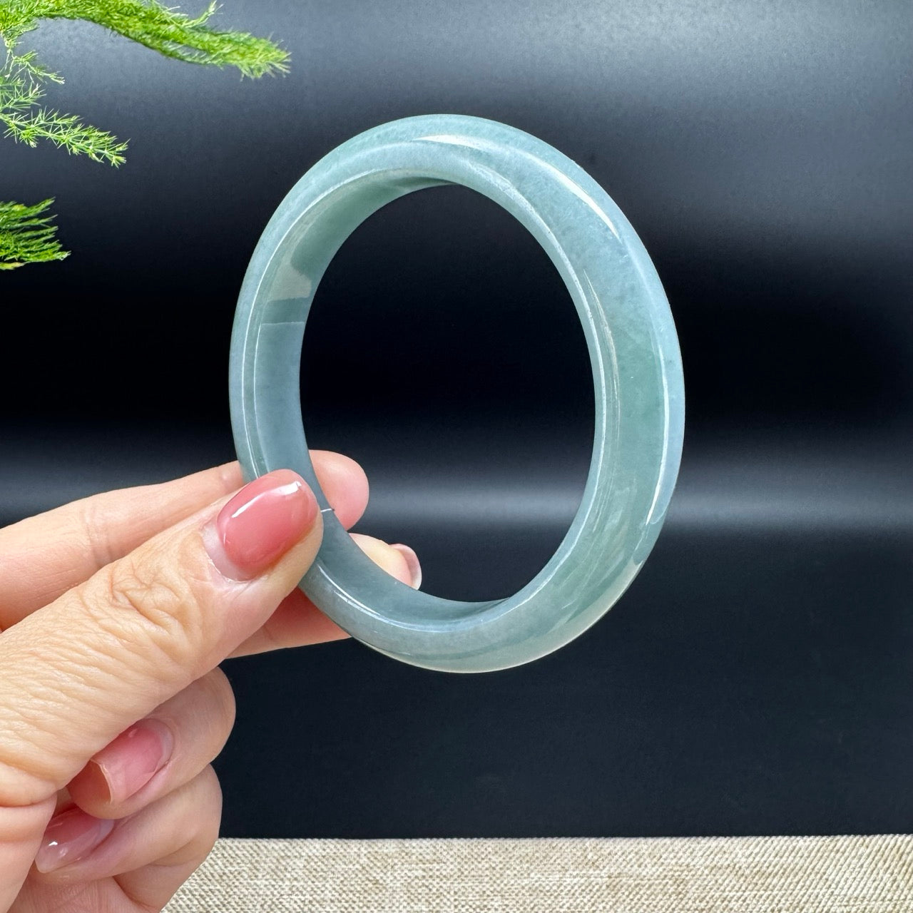 Genuine Burmese Green Jadeite Jade Bangle Bracelet (57.7mm)