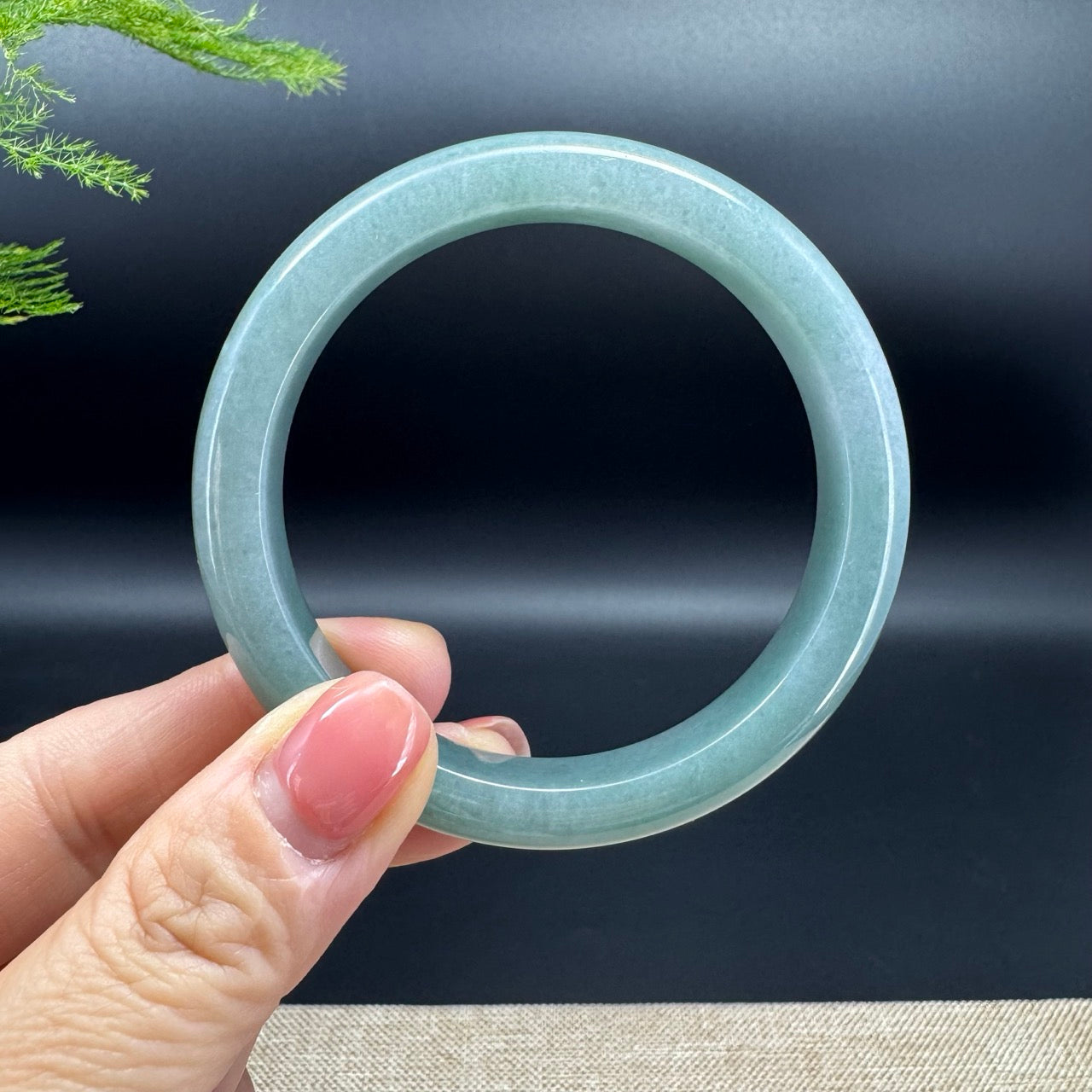 Genuine Burmese Green Jadeite Jade Bangle Bracelet (57.7mm)