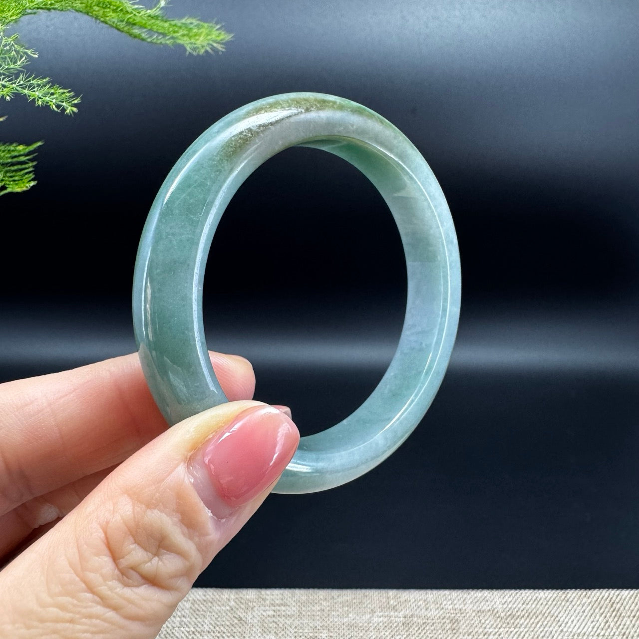 Genuine Burmese Green Jadeite Jade Bangle Bracelet (54.2mm)