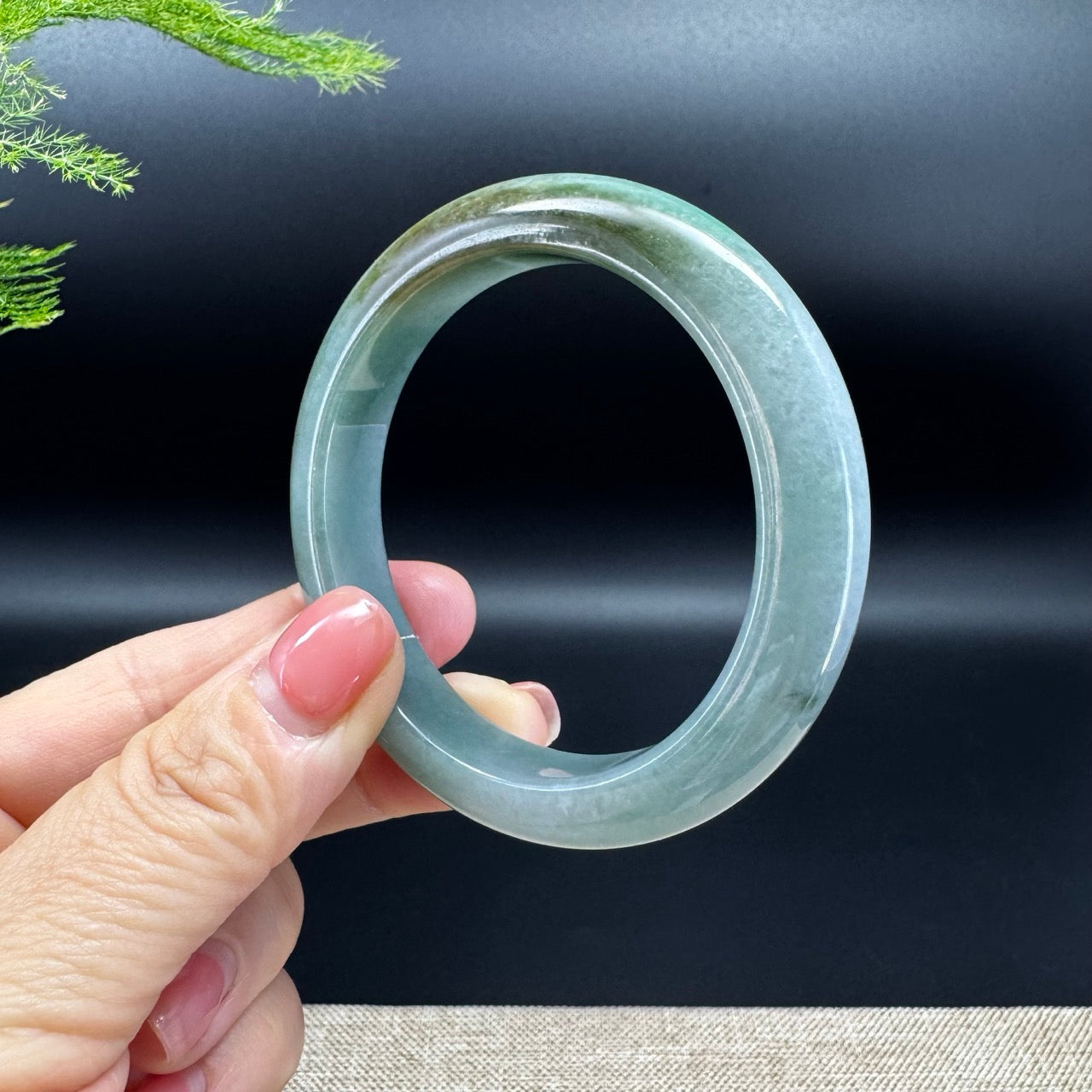 Genuine Burmese Green Jadeite Jade Bangle Bracelet (54.2mm)