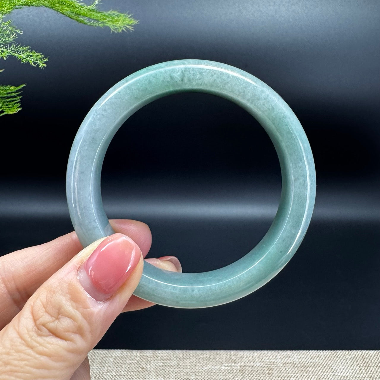 Genuine Burmese Green Jadeite Jade Bangle Bracelet (54.2mm)