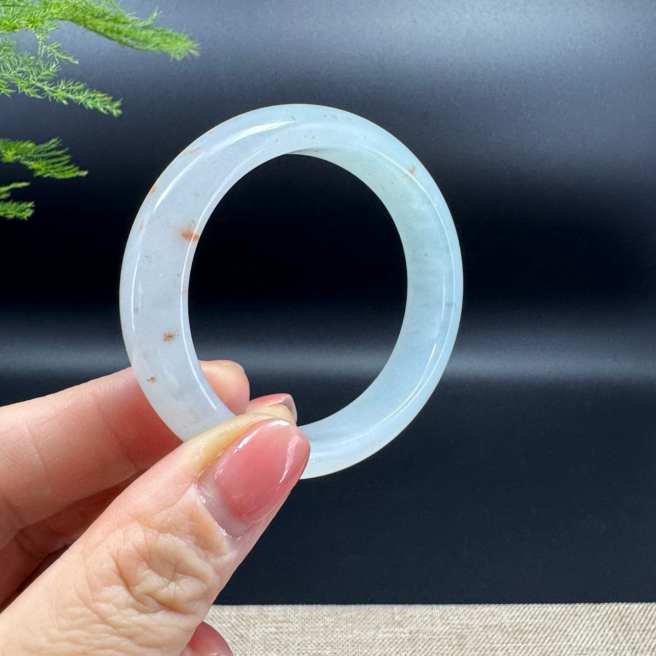 Genuine Burmese Icy Green Jadeite Jade Bangle Bracelet ( 53.8*48mm )