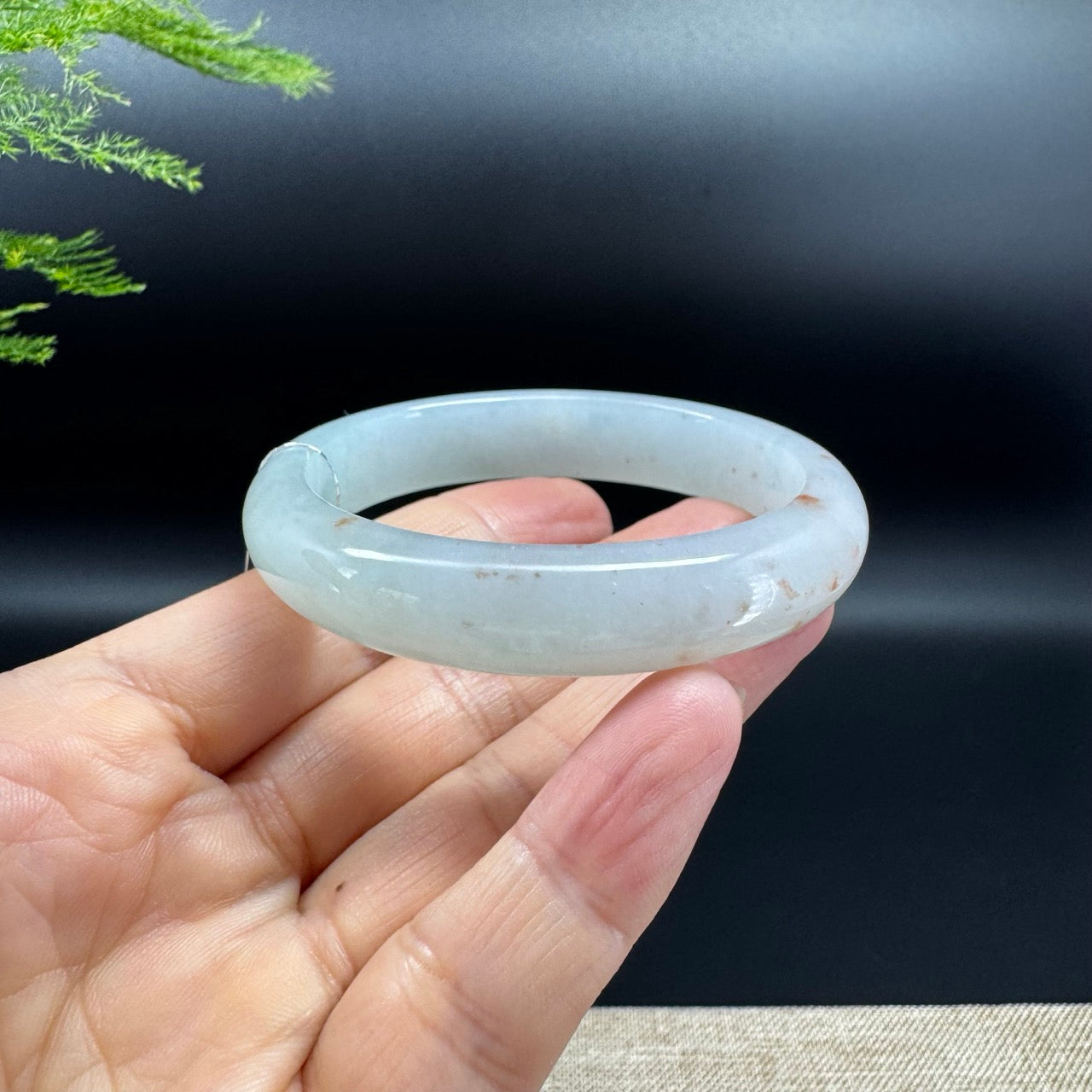 Genuine Burmese Icy Green Jadeite Jade Bangle Bracelet ( 53.8*48mm )
