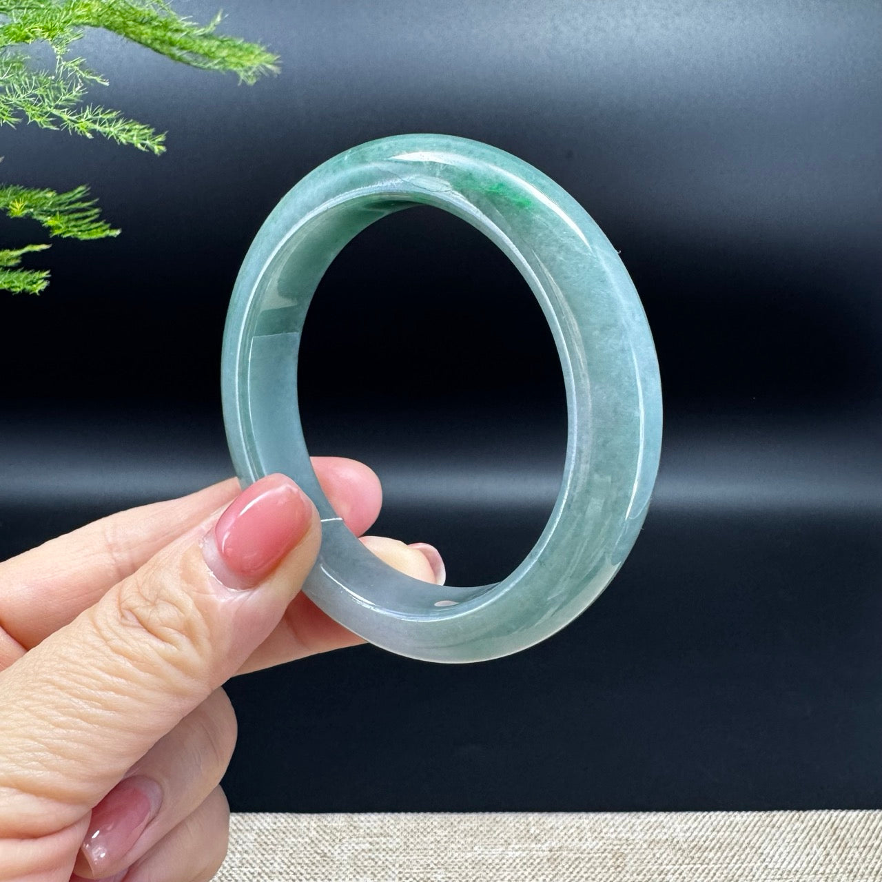 Genuine Burmese Green Jadeite Jade Bangle Bracelet (54.3mm)