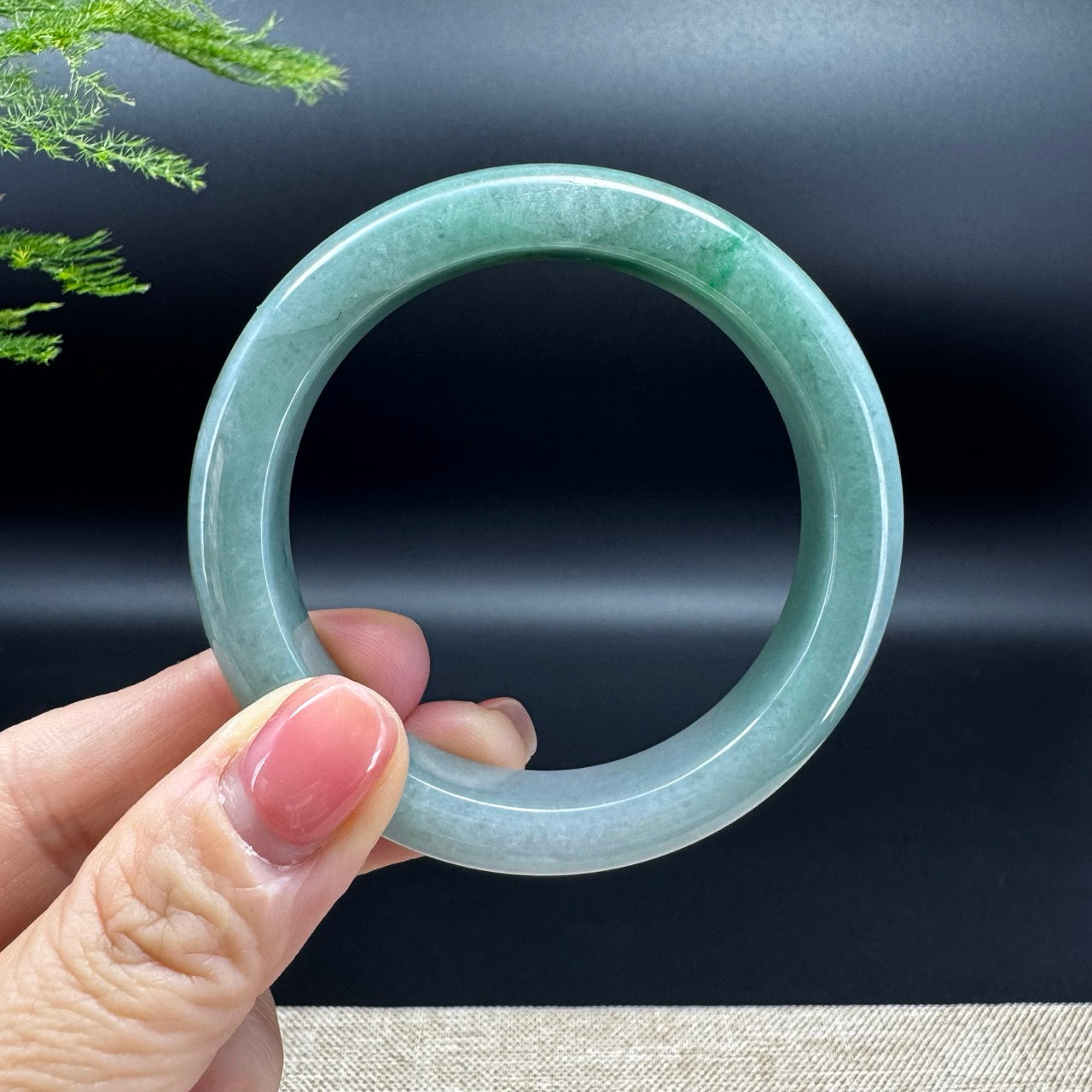 Genuine Burmese Green Jadeite Jade Bangle Bracelet (54.3mm)