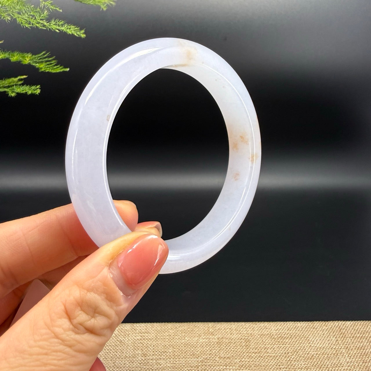 Genuine Burmese Icy Lavender Jadeite Jade Bangle Bracelet (58.3mm)