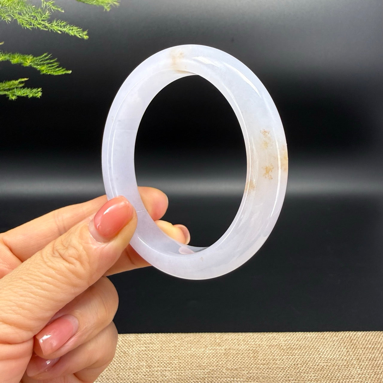 Genuine Burmese Icy Lavender Jadeite Jade Bangle Bracelet (58.3mm)