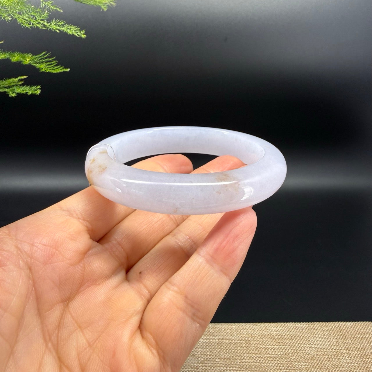 Genuine Burmese Icy Lavender Jadeite Jade Bangle Bracelet (58.3mm)
