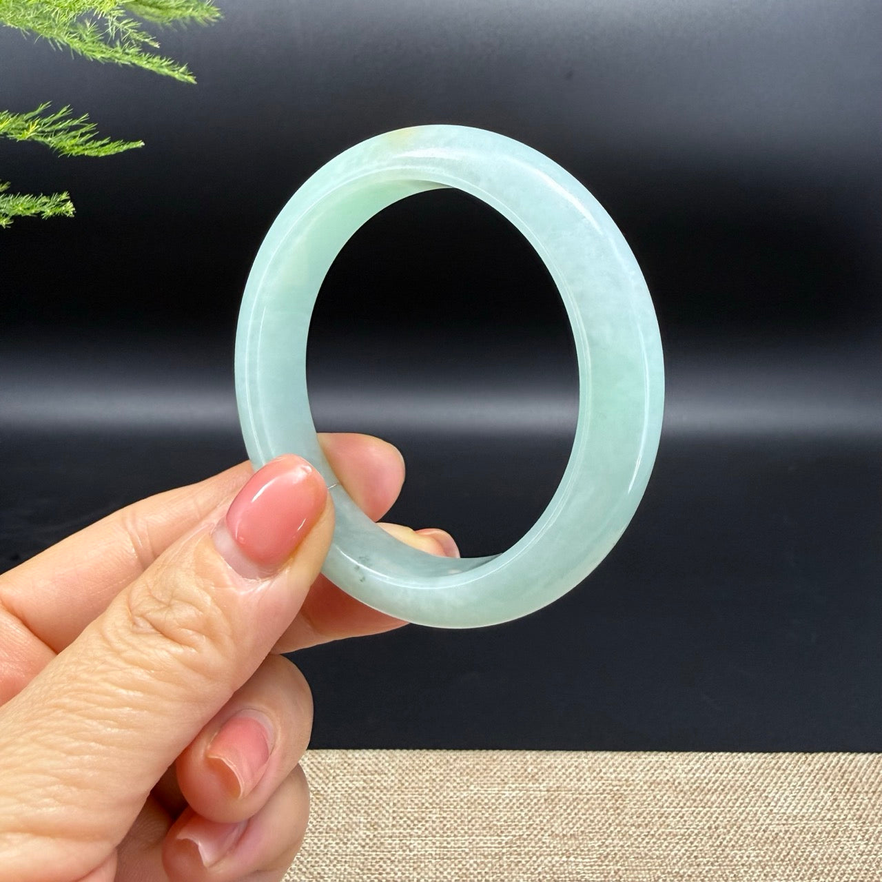 Genuine Burmese Green Jadeite Jade Bangle Bracelet (51.7mm)