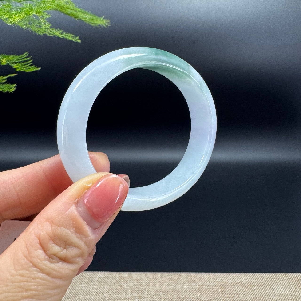 Genuine Burmese Matcha Green Jadeite Jade Bangle Bracelet ( 53.5*46.5mm )