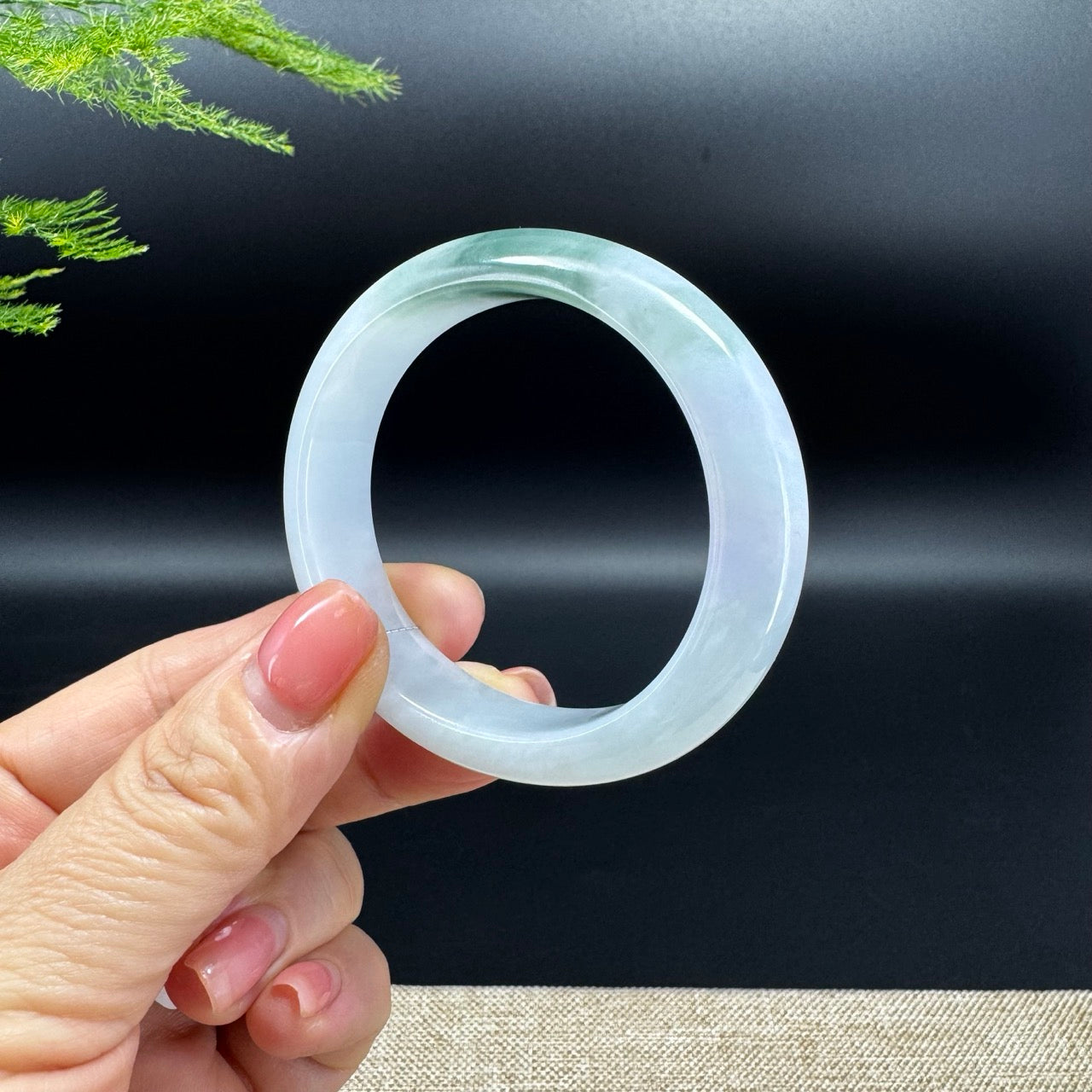 Genuine Burmese Matcha Green Jadeite Jade Bangle Bracelet ( 53.5*46.5mm )