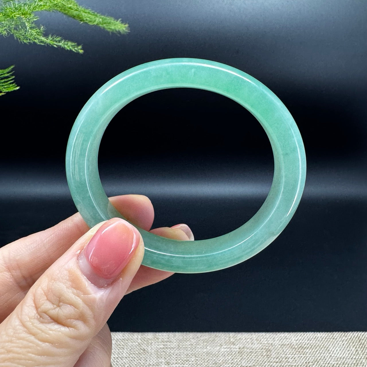 Genuine Burmese Green Jadeite Jade Bangle Bracelet ( 50.6*44.2mm )