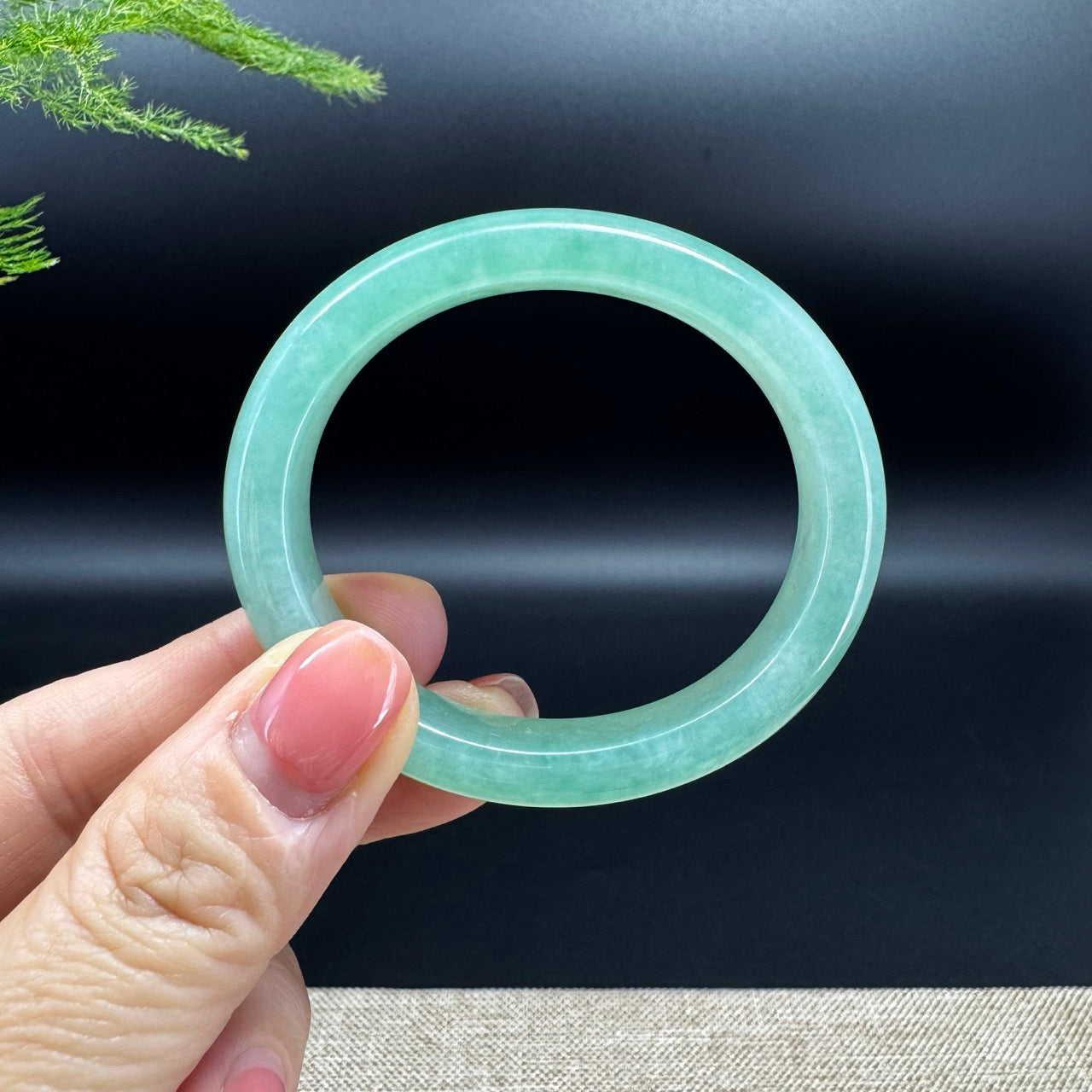 Genuine Burmese Green Jadeite Jade Bangle Bracelet ( 50.6*44.2mm )