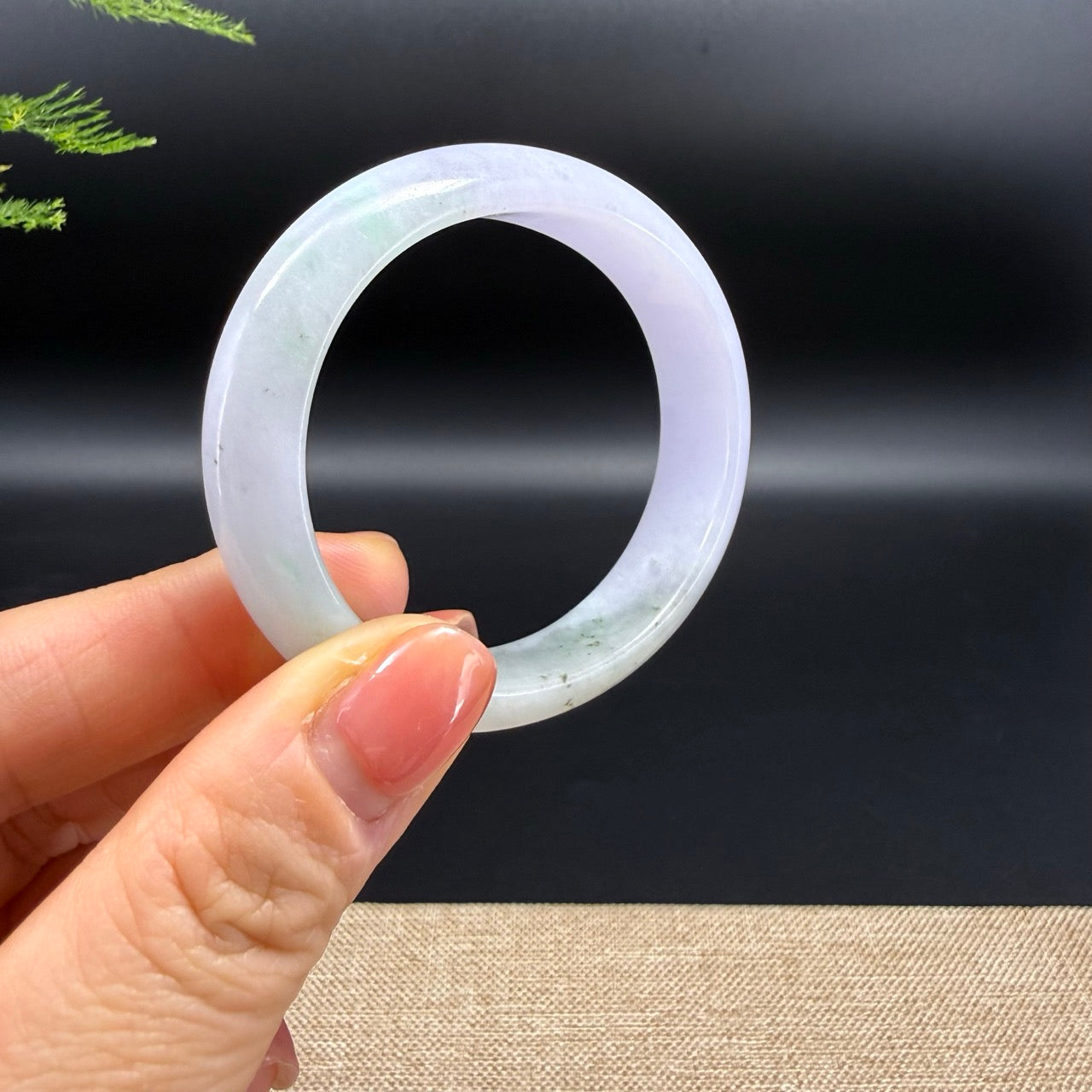 Genuine Burmese Lavender Green Jadeite Jade Bangle Bracelet ( 52.3*46mm )
