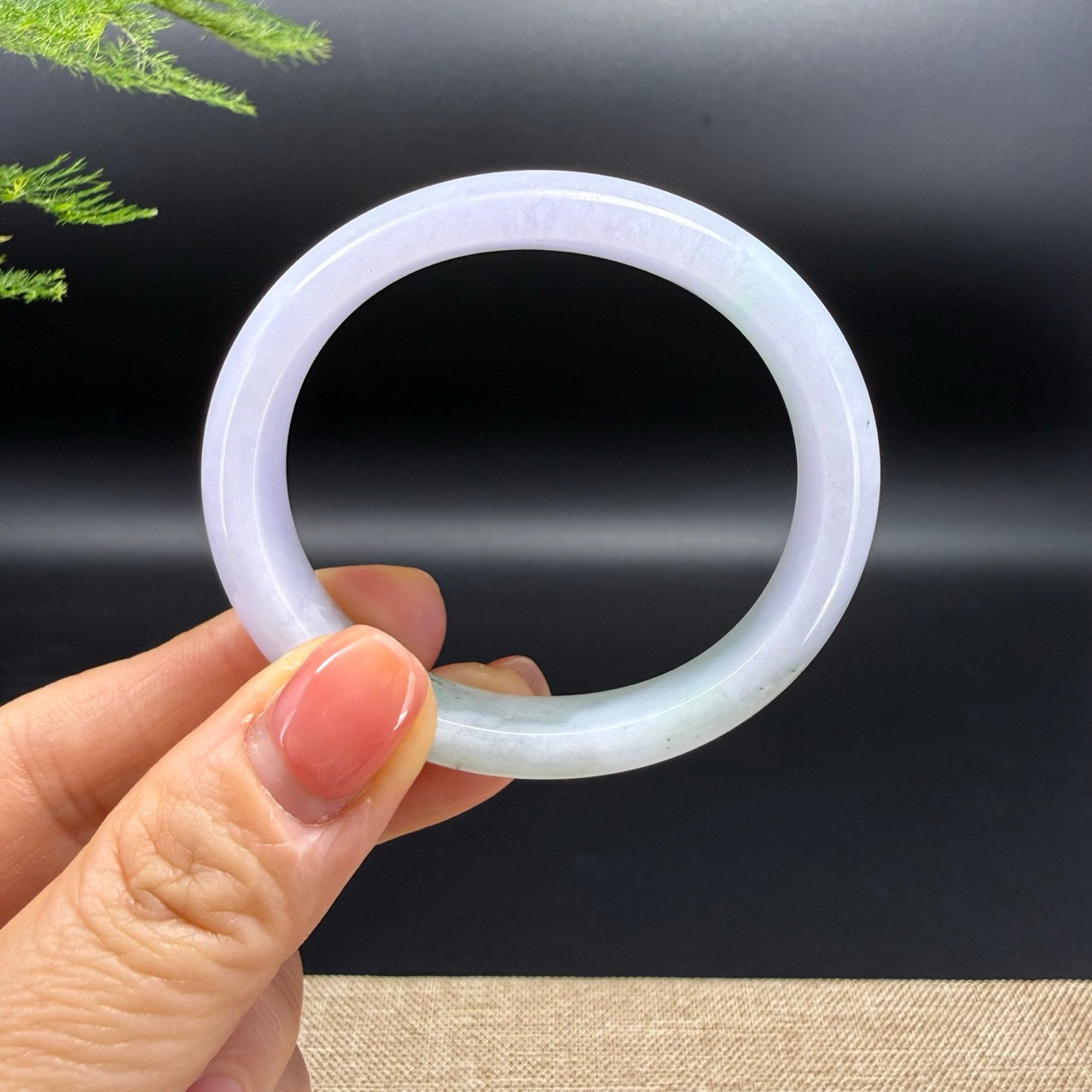Genuine Burmese Lavender Green Jadeite Jade Bangle Bracelet ( 52.3*46mm )