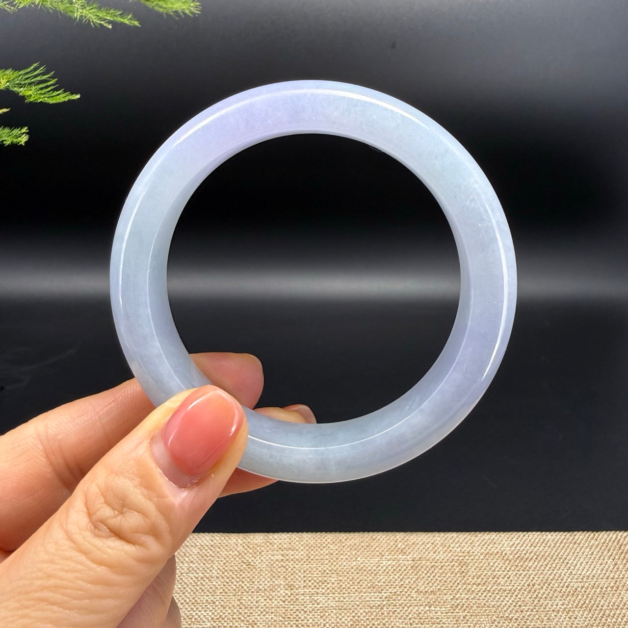 Genuine Burmese Lavender Green Jadeite Jade Bangle Bracelet (57.4mm)
