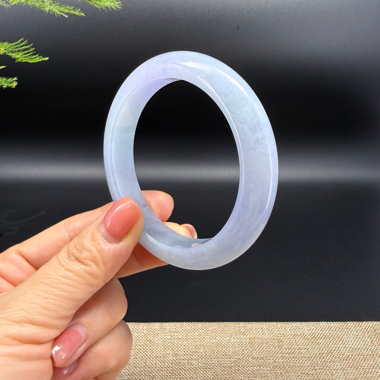 Genuine Burmese Lavender Green Jadeite Jade Bangle Bracelet (57.4mm)
