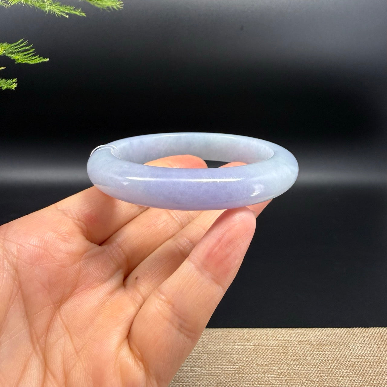 Genuine Burmese Lavender Green Jadeite Jade Bangle Bracelet (57.4mm)