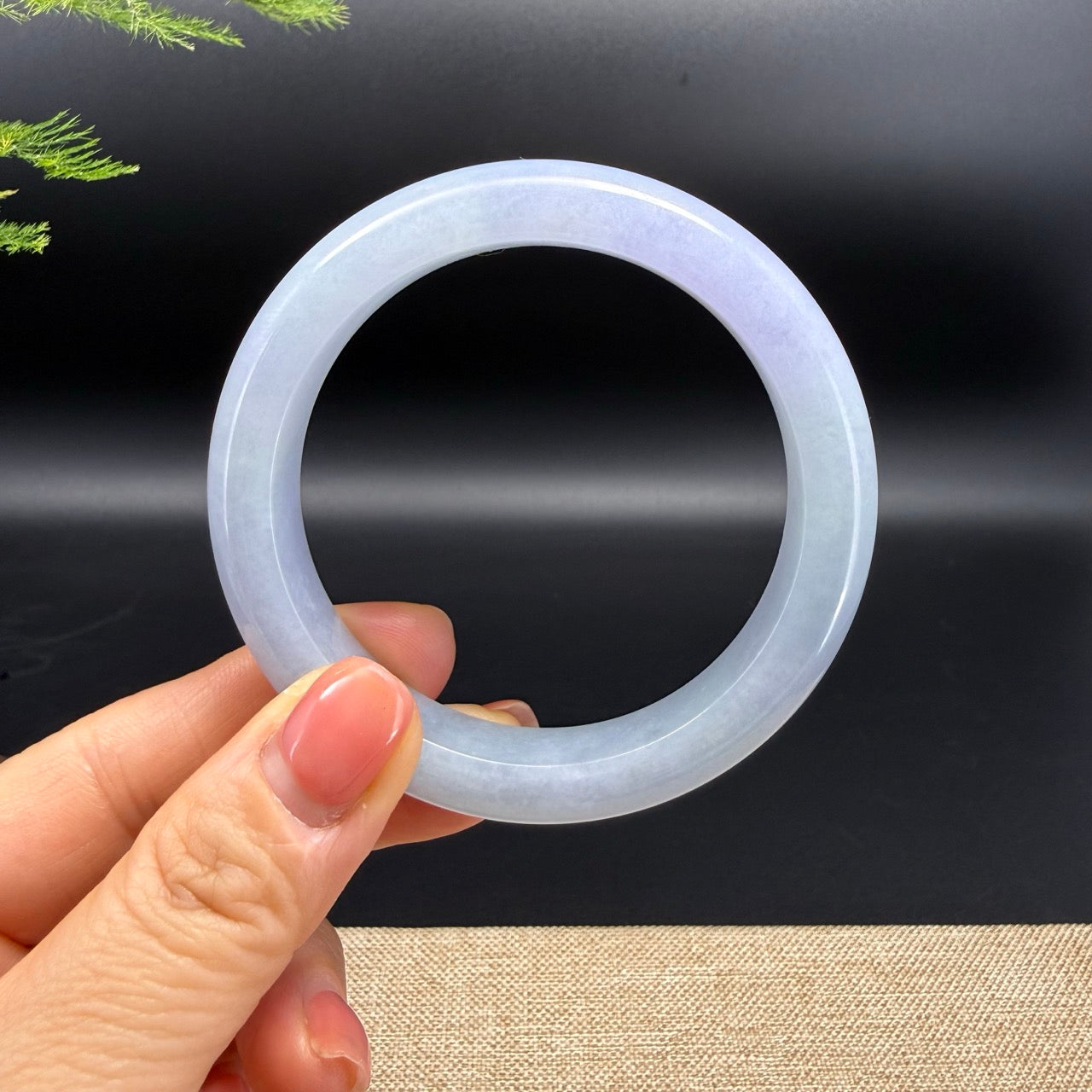Genuine Burmese Lavender Green Jadeite Jade Bangle Bracelet (57.4mm)