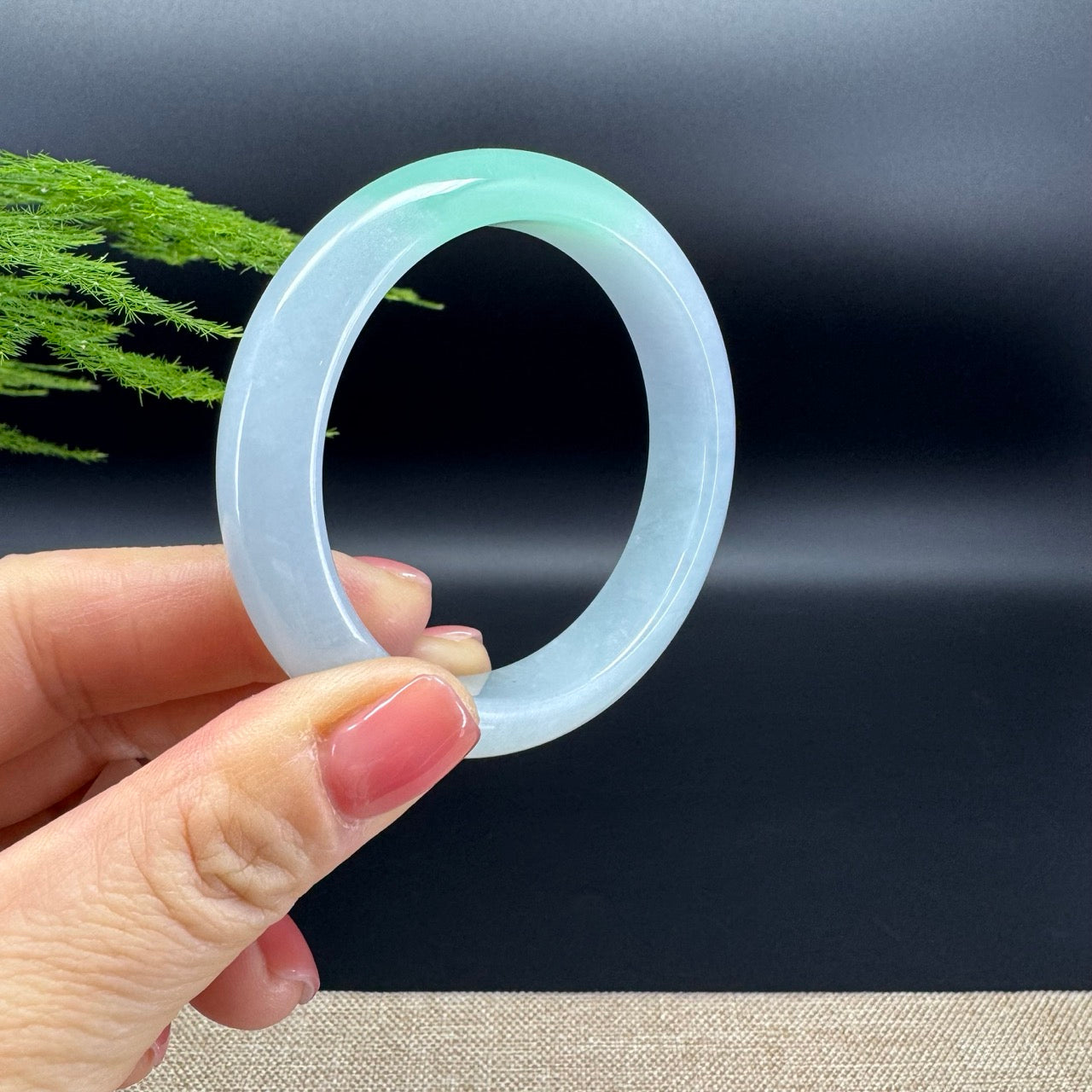Genuine Burmese Icy Green Jade Jadeite Bangle Bracelet (55.1mm)