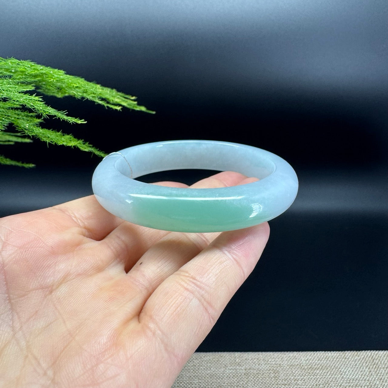 Genuine Burmese Icy Green Jade Jadeite Bangle Bracelet (55.1mm)