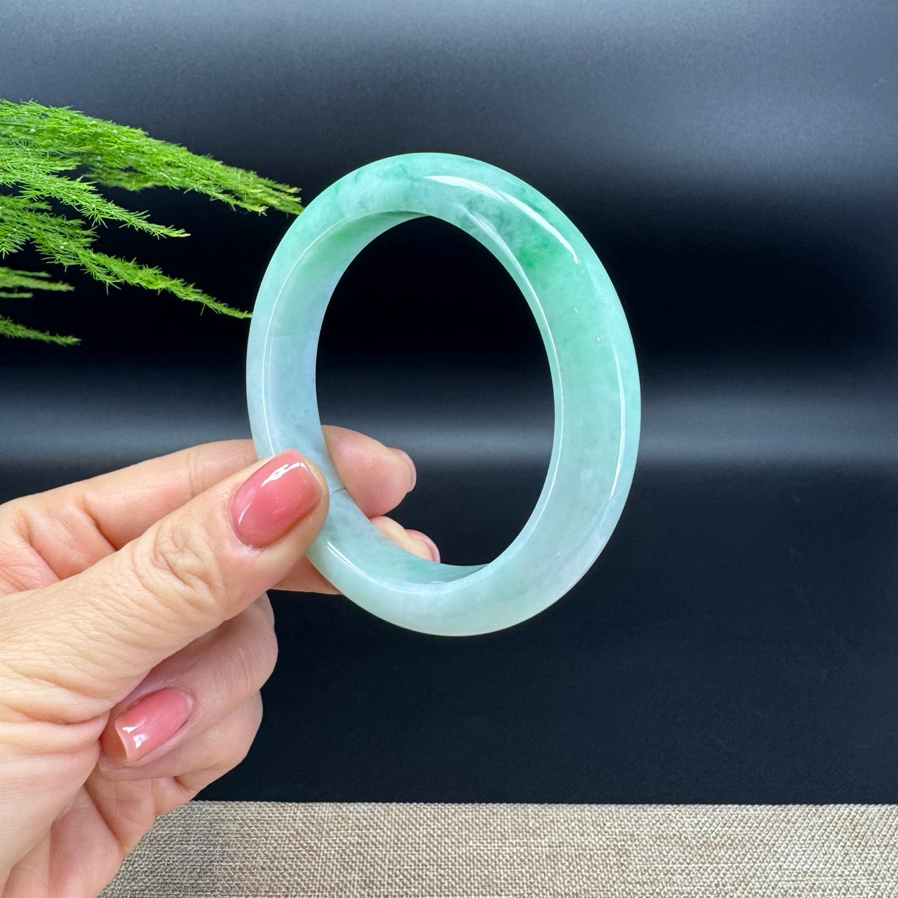 Genuine Burmese Green Jadeite Jade Bangle Bracelet (58mm)