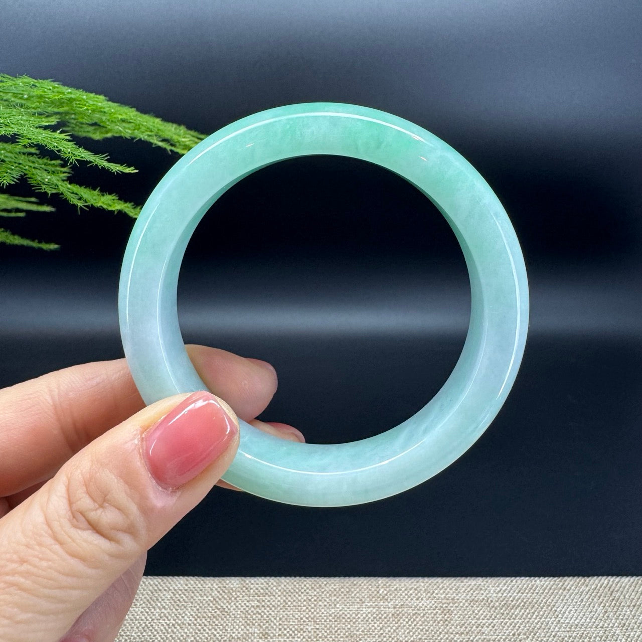 Genuine Burmese Green Jadeite Jade Bangle Bracelet (58mm)