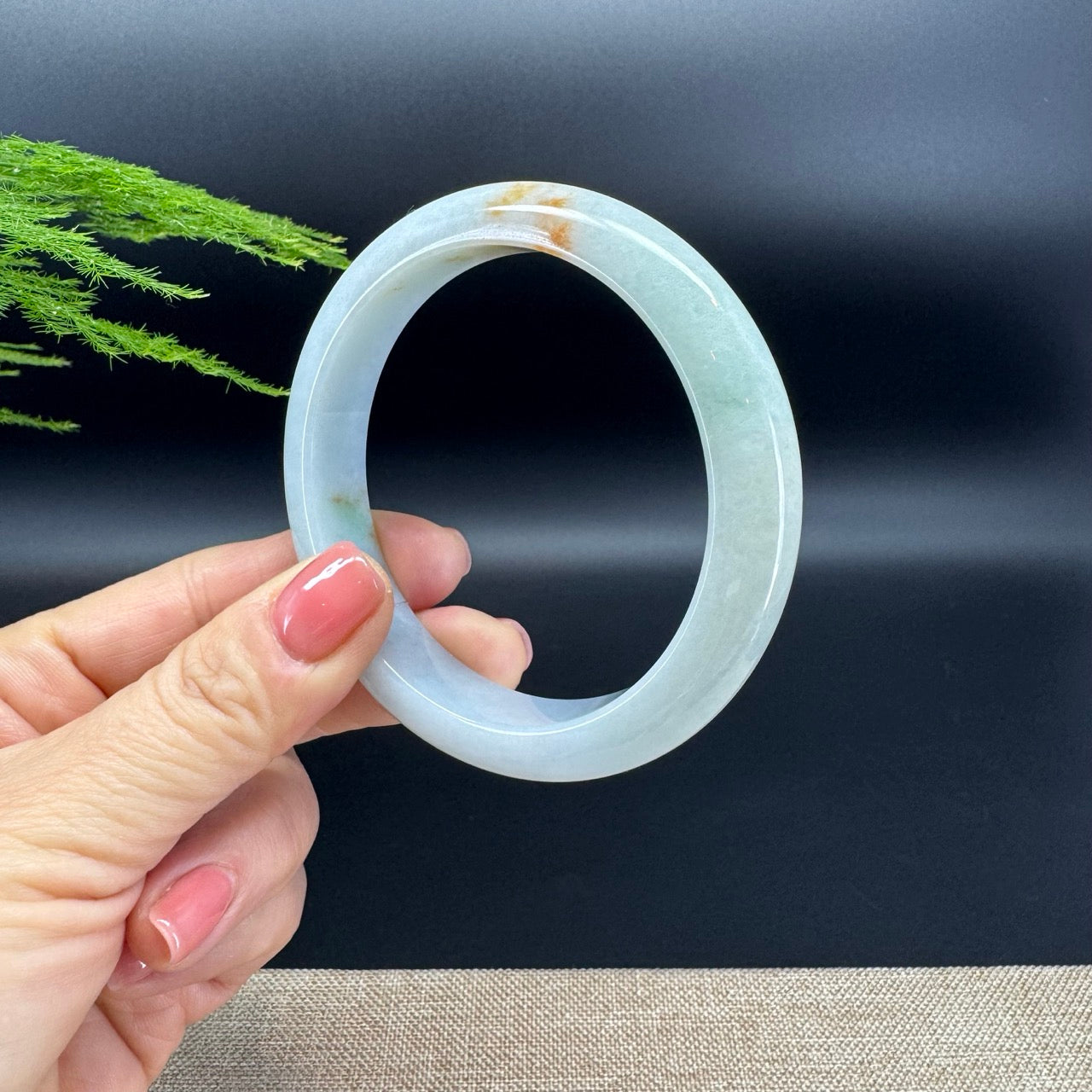 Genuine Burmese Light Green Jadeite Bangle Bracelet (61.6mm)