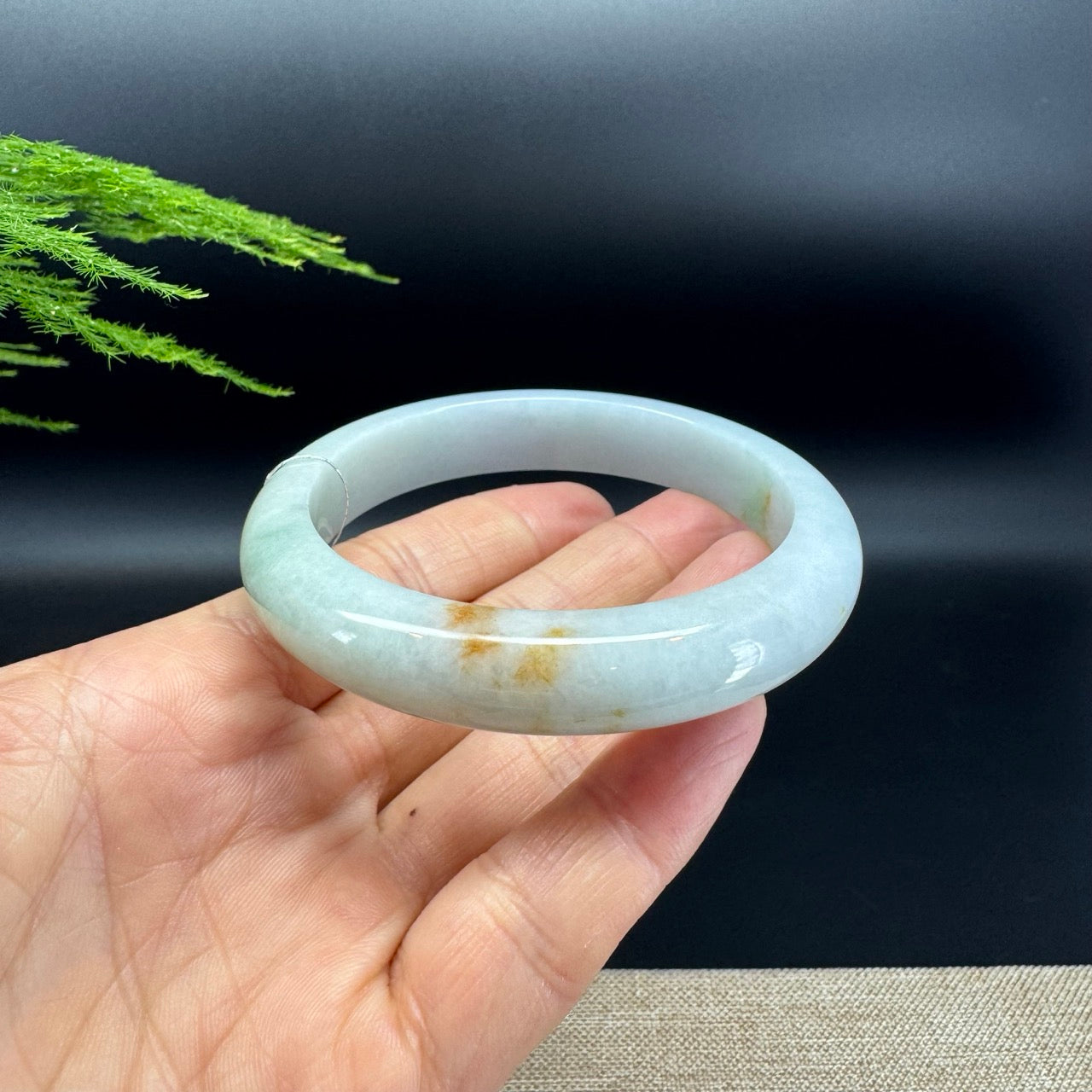 Genuine Burmese Light Green Jadeite Bangle Bracelet (61.6mm)