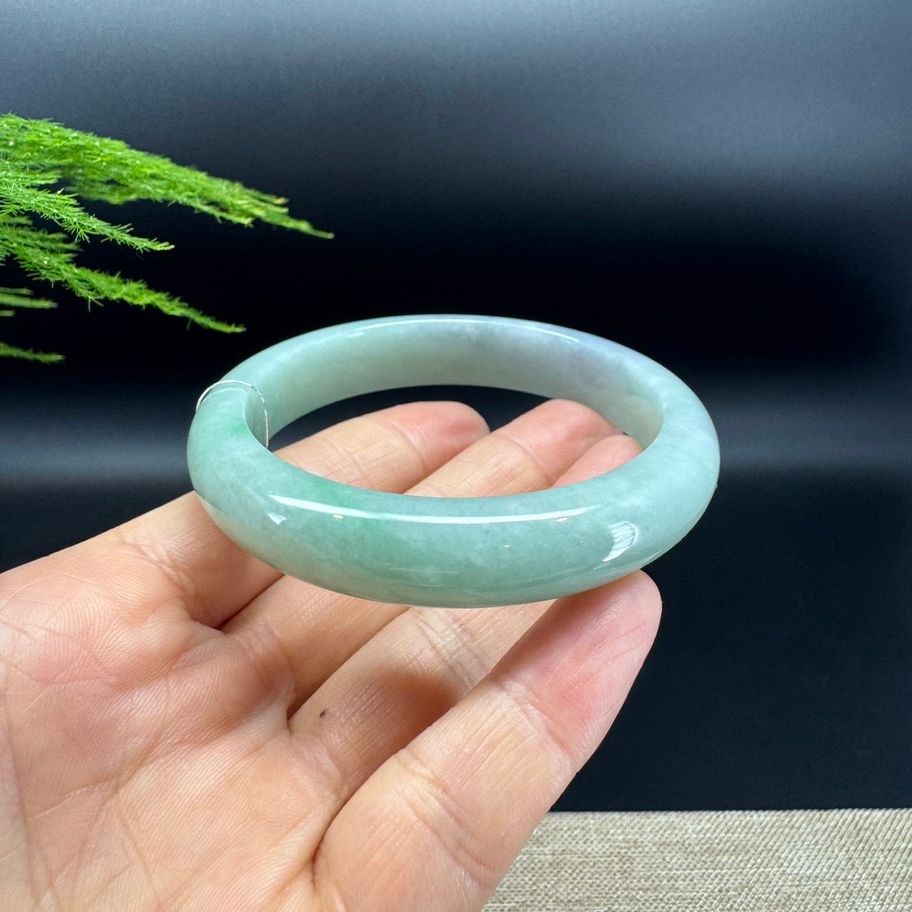 Genuine Burmese Blue Green Jadeite Jade Bangle Bracelet (58.5mm)