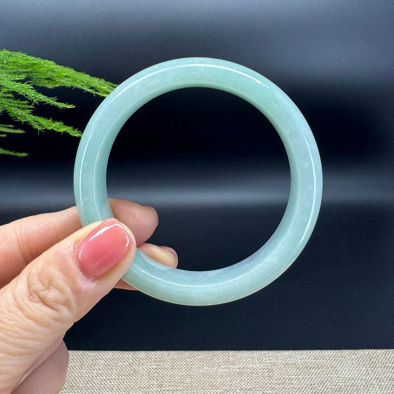 Genuine Burmese Blue Green Jadeite Jade Bangle Bracelet (58.5mm)