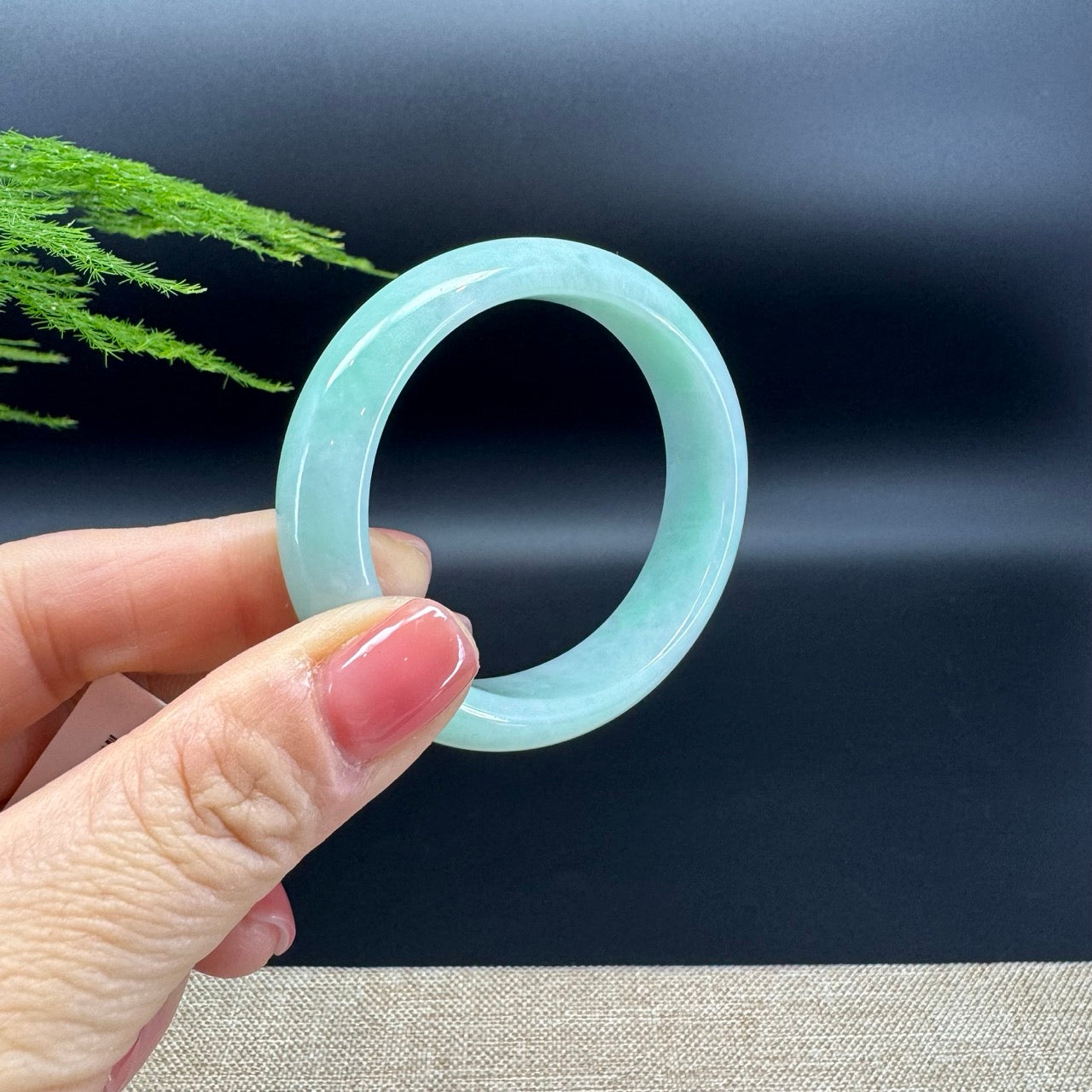 Genuine Burmese Green Jadeite Jade Bangle Bracelet ( 53.6*47.6mm )