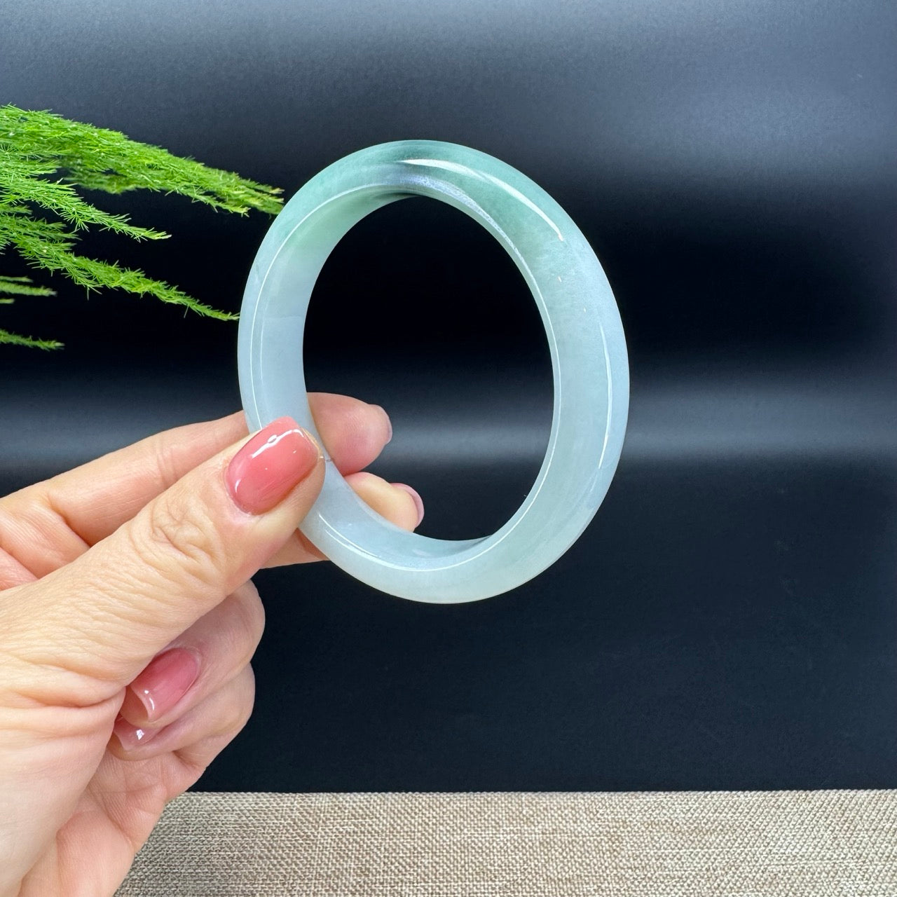Genuine Burmese Blue Green Jadeite Jade Bangle Bracelet (57.4mm)