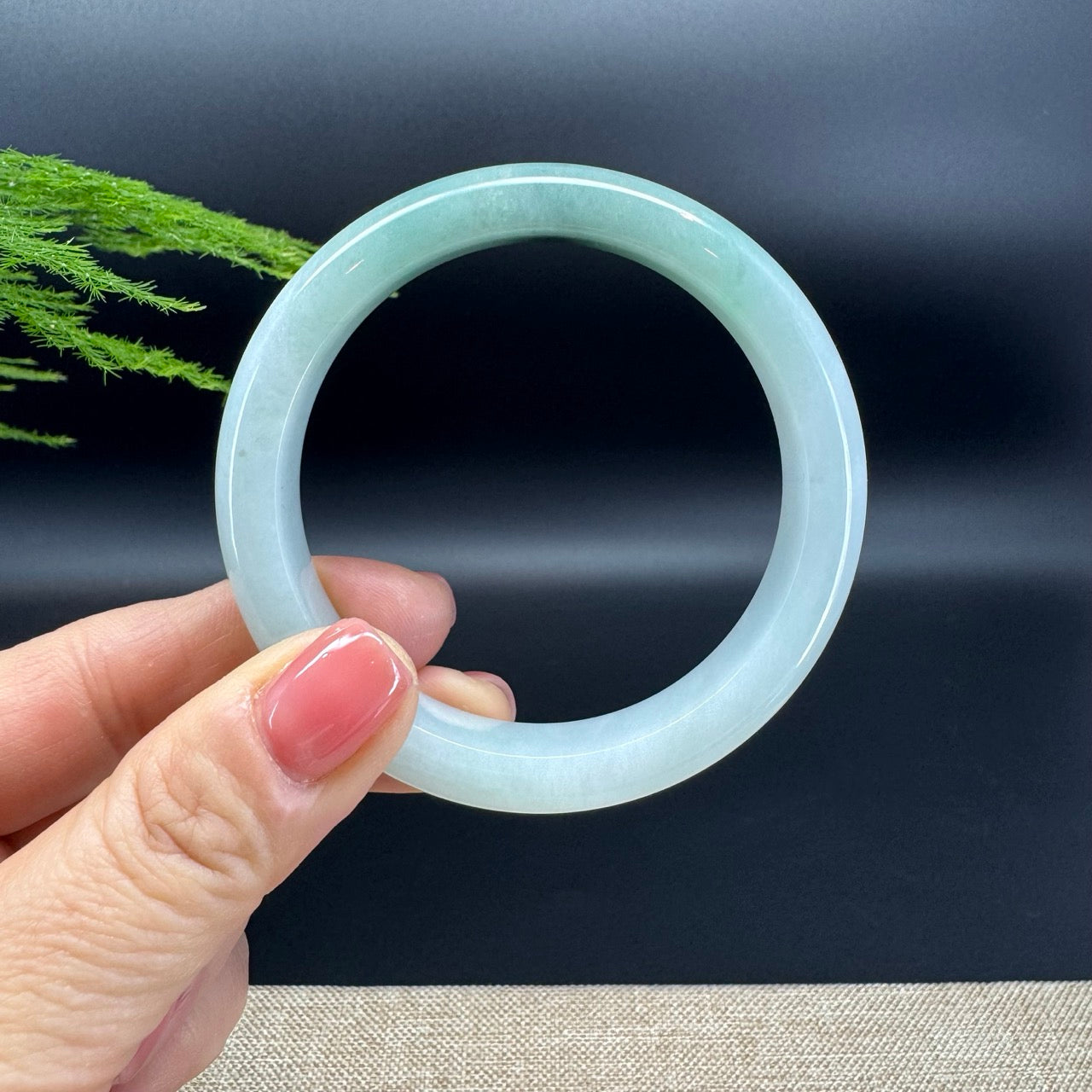 Genuine Burmese Blue Green Jadeite Jade Bangle Bracelet (57.4mm)