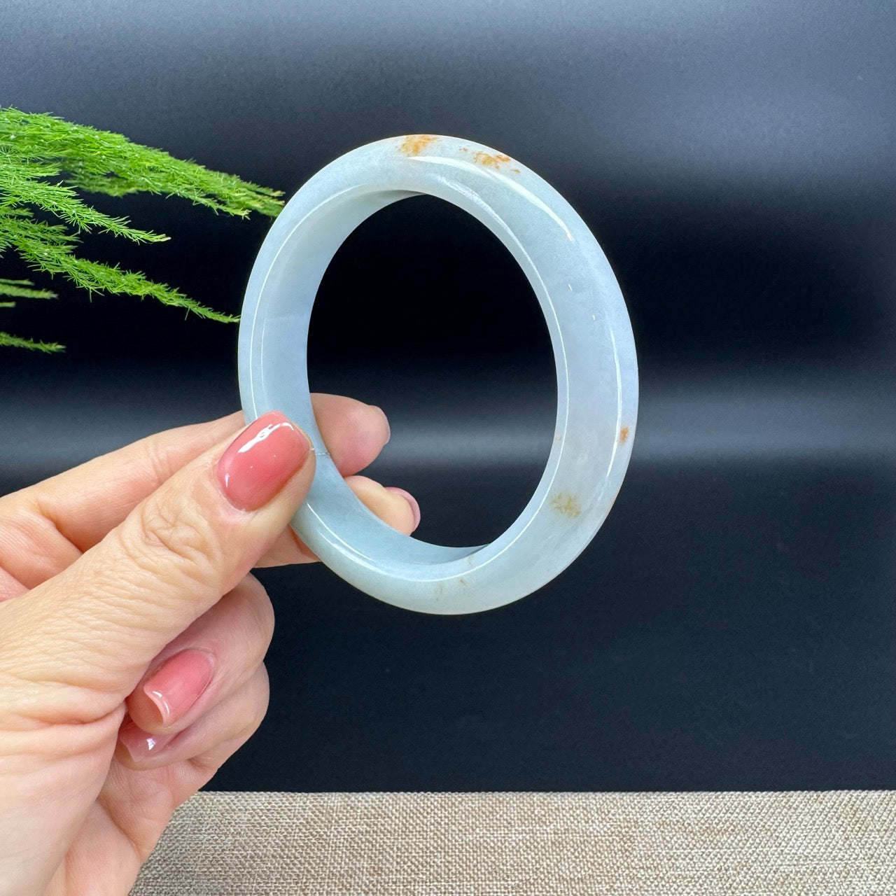 Genuine Burmese Light Green & Sajin Jadeite Bangle Bracelet (57.8mm)