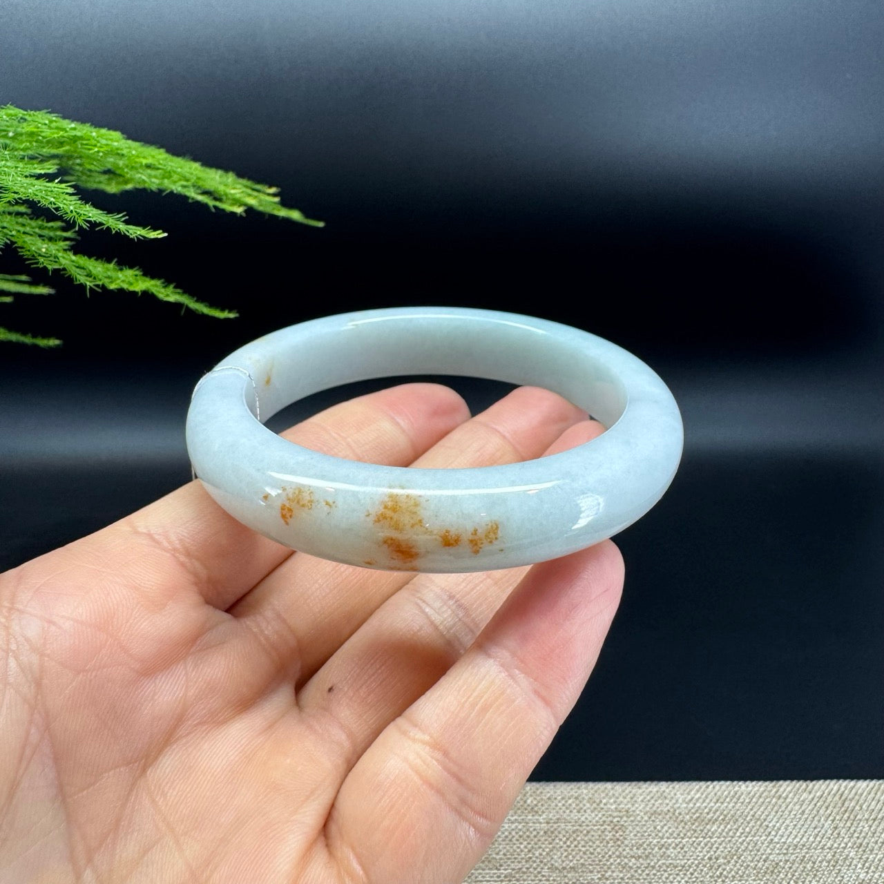 Genuine Burmese Light Green & Sajin Jadeite Bangle Bracelet (57.8mm)