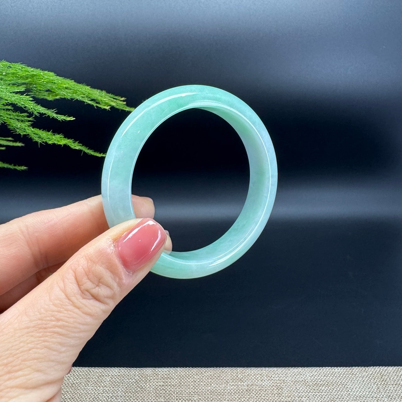 Genuine Burmese Green Jadeite Jade Bangle Bracelet ( 53.9mm )