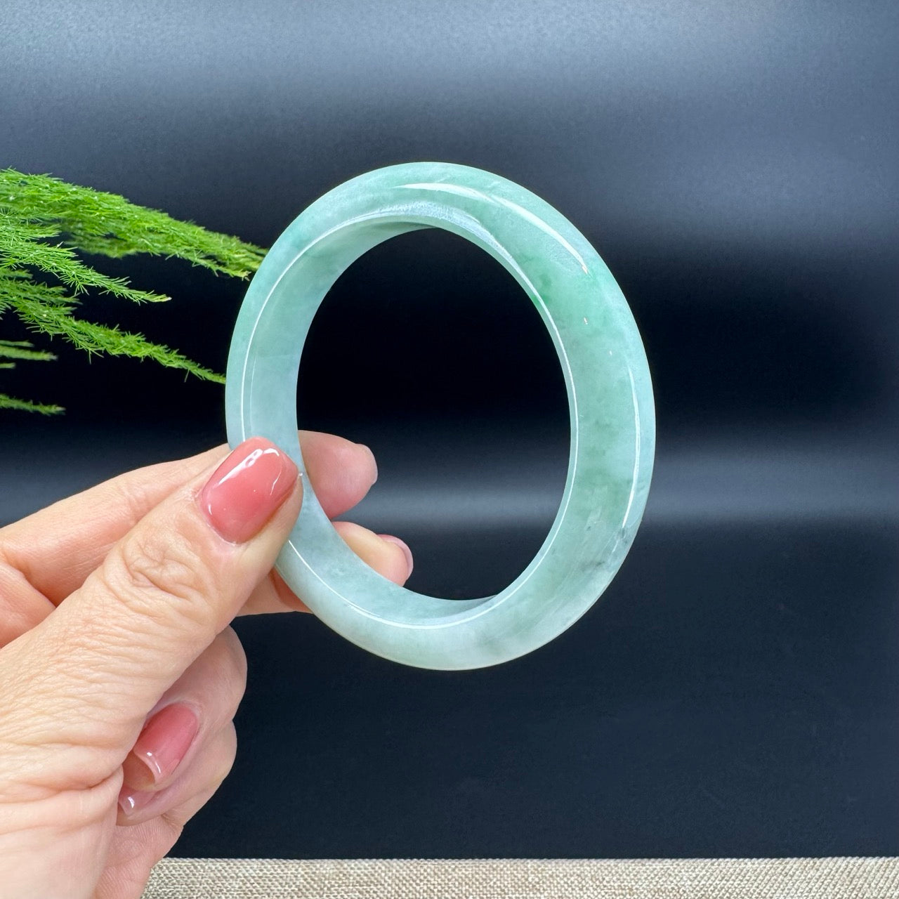 Genuine Burmese Green Jadeite Jade Bangle Bracelet (57.6mm)