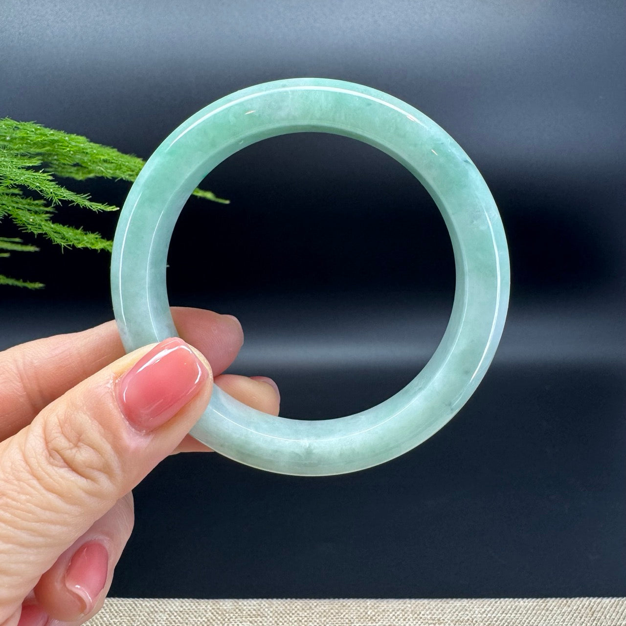 Genuine Burmese Green Jadeite Jade Bangle Bracelet (57.6mm)