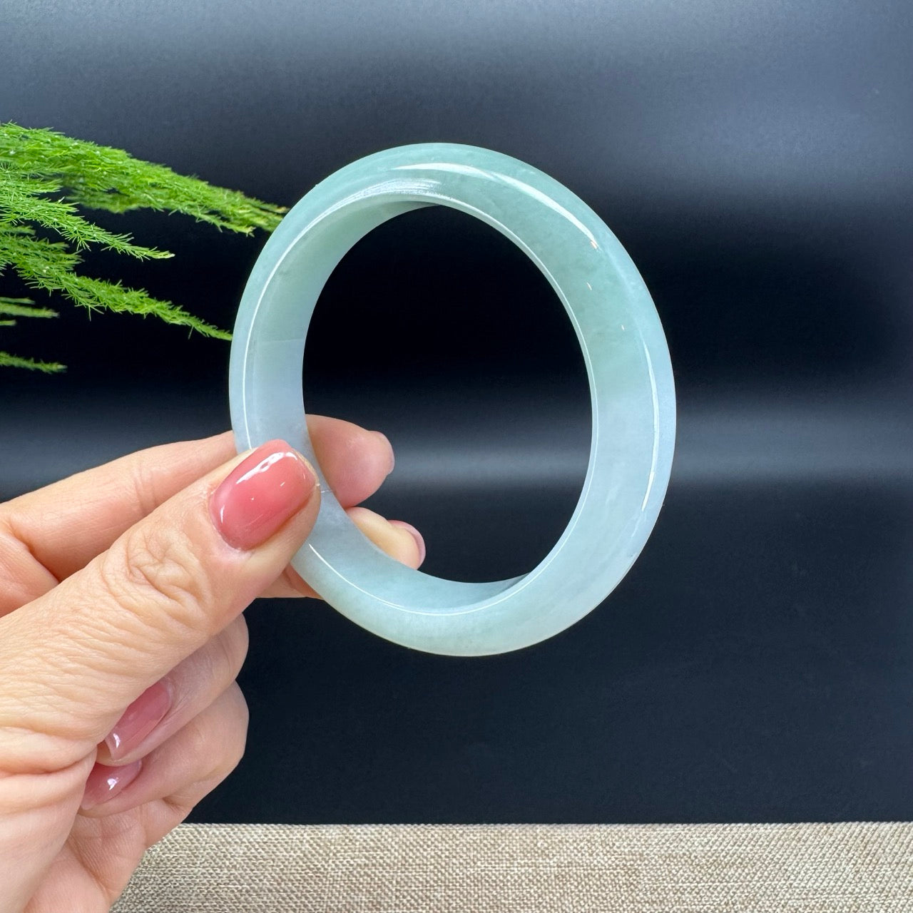 Genuine Burmese Matcha Green Jadeite Jade Bangle Bracelet (57.4mm)