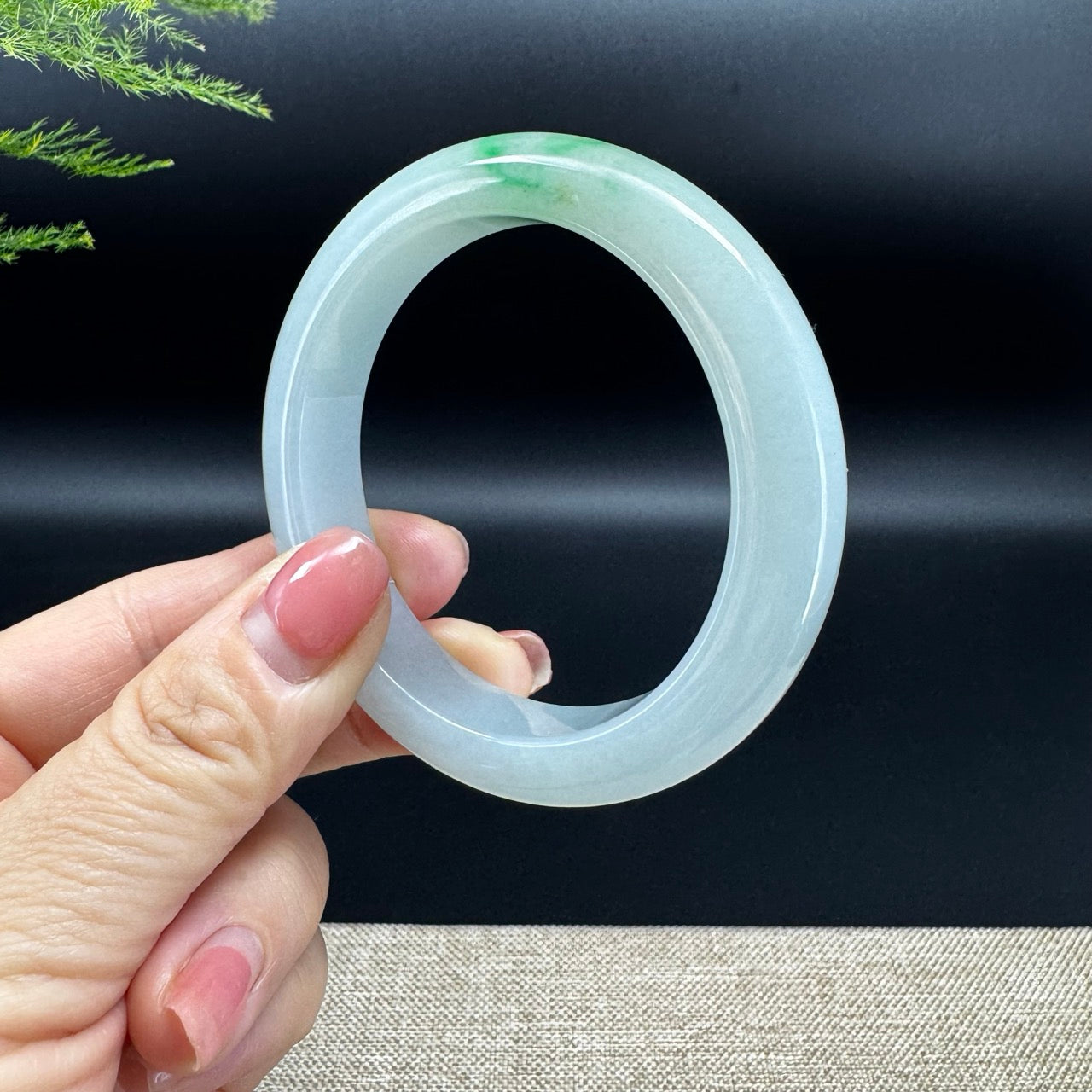 Genuine Burmese Icy Green Jadeite Jade Bangle Bracelet (54.5mm)