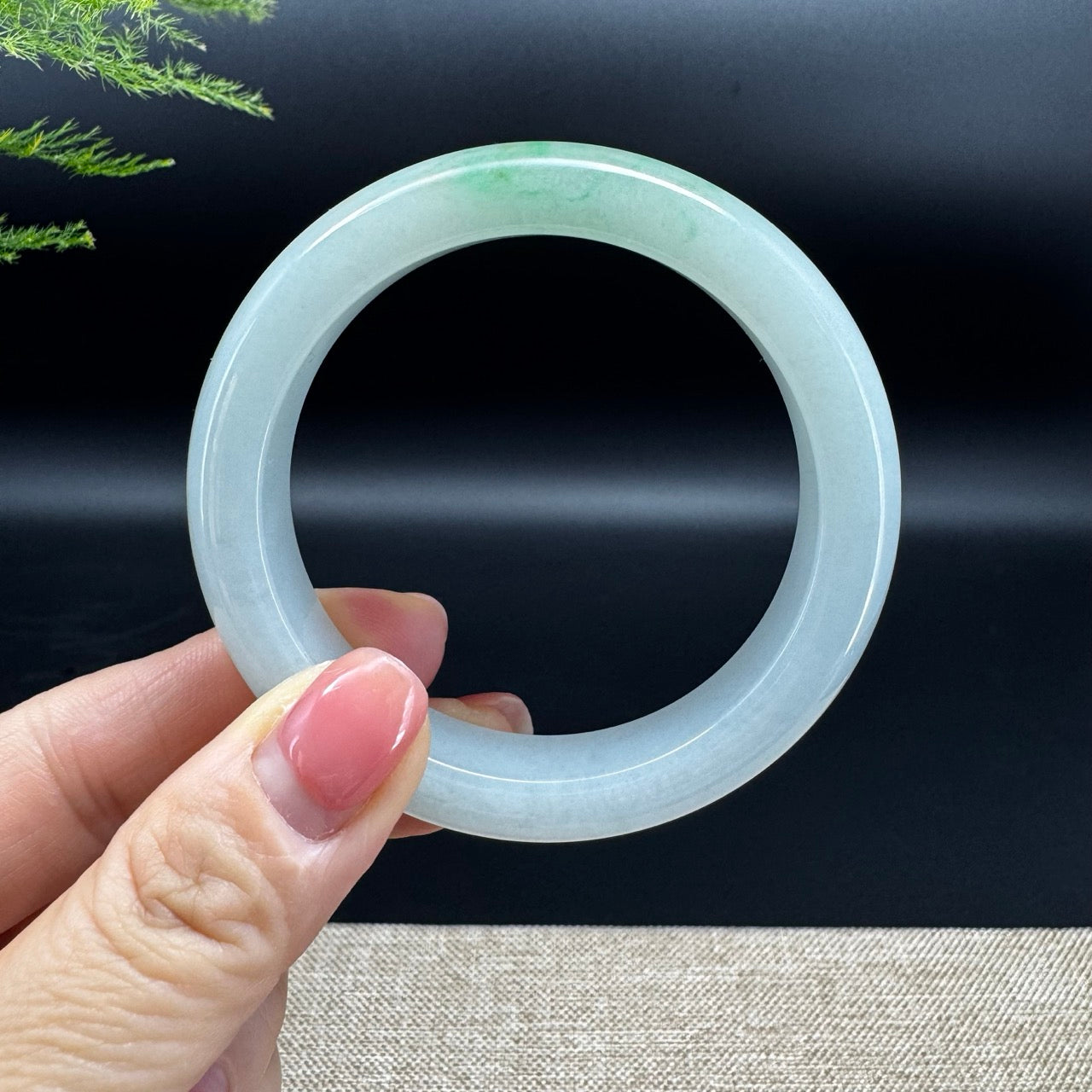 Genuine Burmese Icy Green Jadeite Jade Bangle Bracelet (54.5mm)