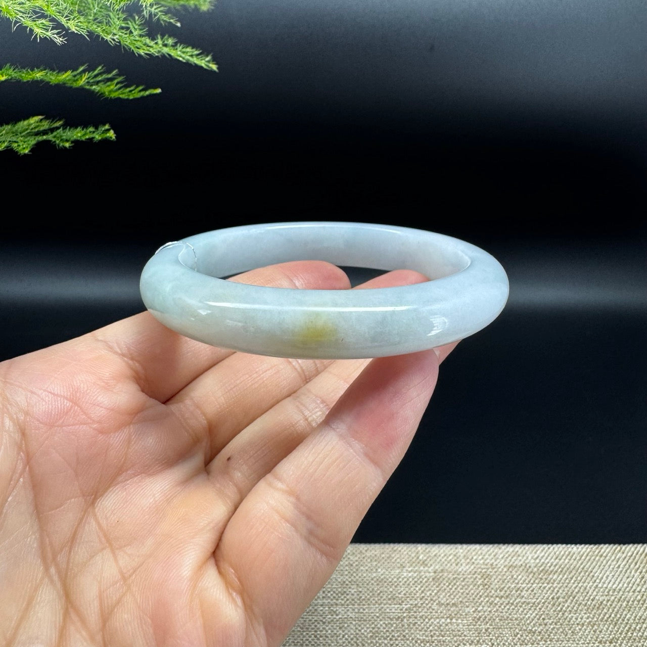Genuine Burmese Green & Sajin Jadeite Jade Bangle Bracelet (59.4mm)