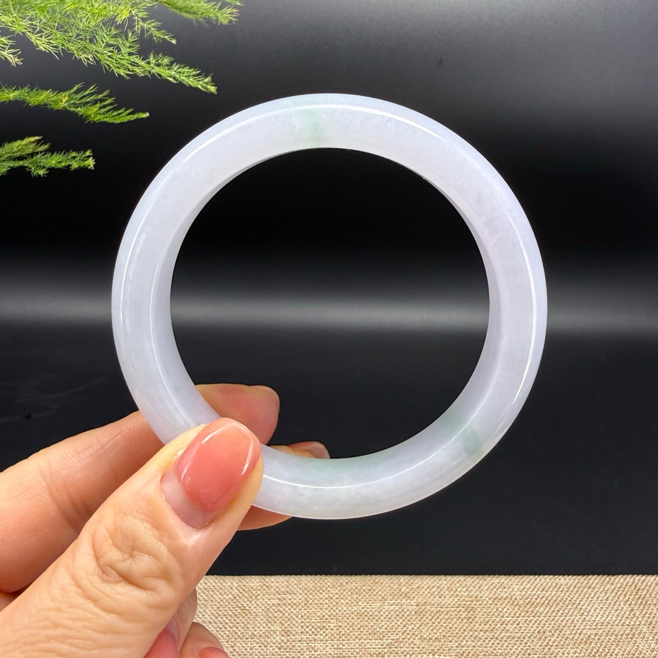 Genuine Burmese Light Lavender Green Jadeite Jade Bangle Bracelet (58.5mm)