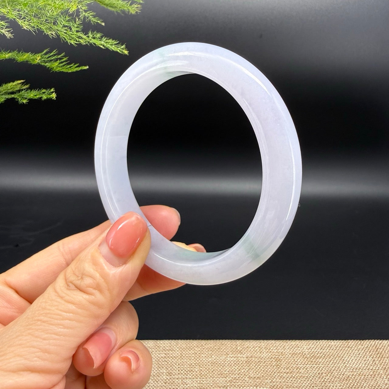 Genuine Burmese Light Lavender Green Jadeite Jade Bangle Bracelet (58.5mm)
