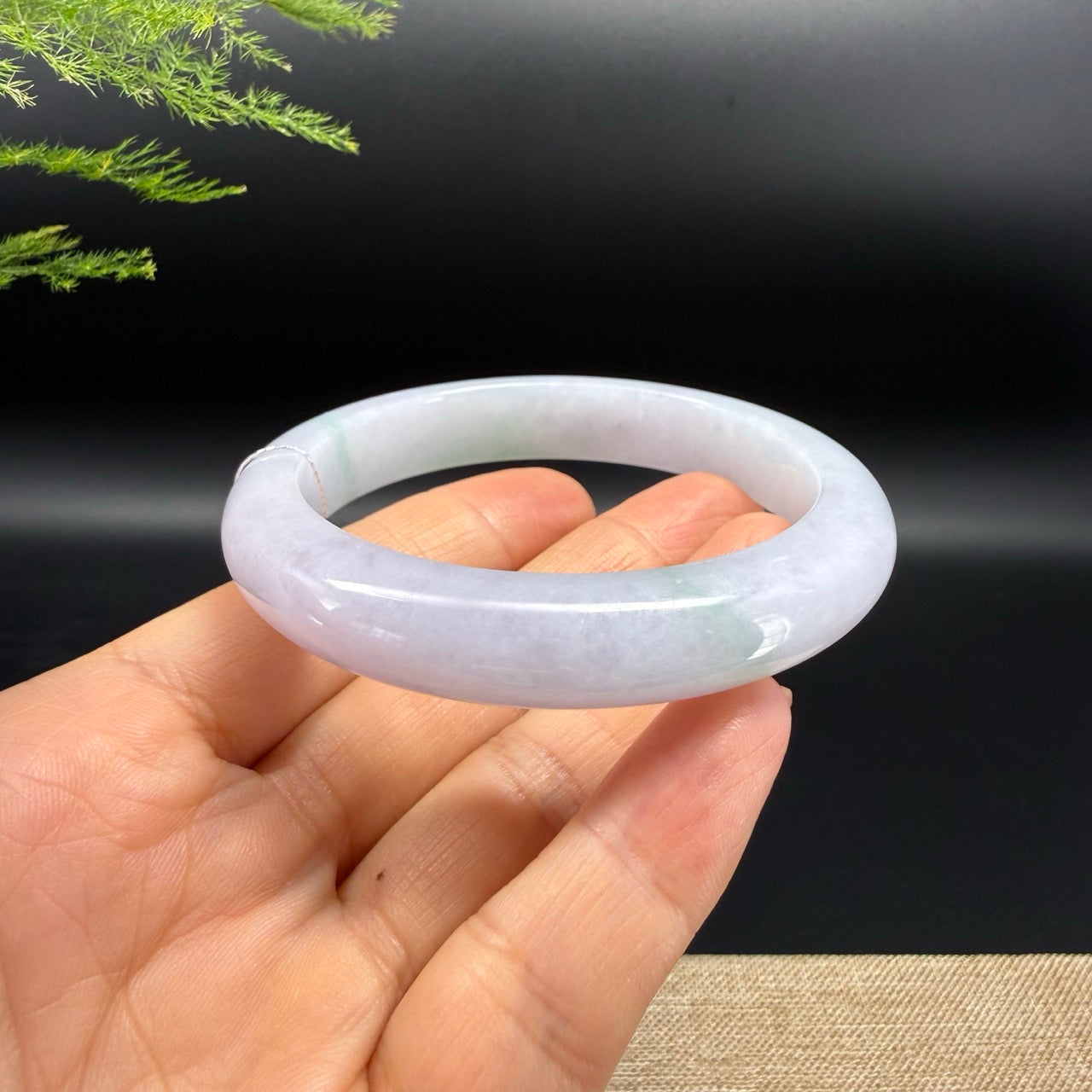 Genuine Burmese Light Lavender Green Jadeite Jade Bangle Bracelet (58.5mm)