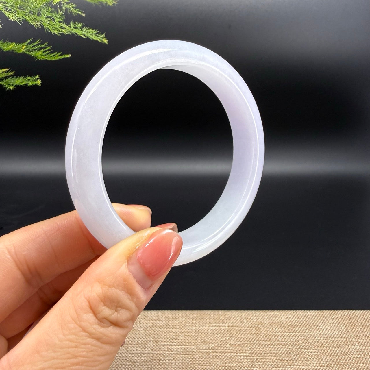 Genuine Burmese Light Lavender Jadeite Jade Bangle Bracelet (57.8mm)
