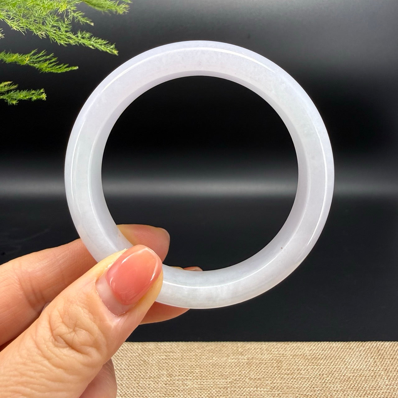 Genuine Burmese Light Lavender Jadeite Jade Bangle Bracelet (57.8mm)